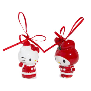 Hello Kitty and My Melody 2-pc Holiday Ceramic Ornament Set (Santa Suit) Seasonal Blue Sky Clayworks