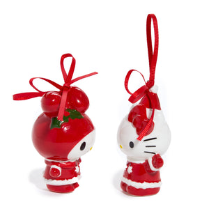 Hello Kitty and My Melody 2-pc Holiday Ceramic Ornament Set (Santa Suit) Seasonal Blue Sky Clayworks