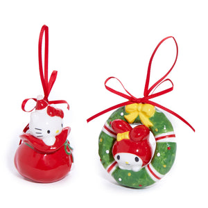 Hello Kitty and My Melody 2-pc Holiday Ceramic Ornament Set (Red) Seasonal Blue Sky Clayworks