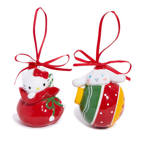 Hello Kitty and Cinnamoroll 2-pc Holiday Ceramic Ornament Set (Red)