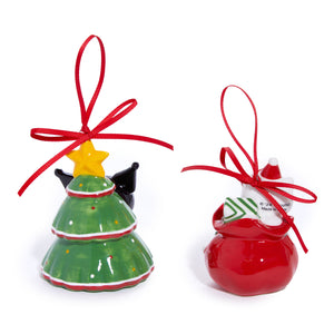 Hello Kitty and Kuromi 2-pc Holiday Ceramic Ornament Set (Red) Seasonal Blue Sky Clayworks