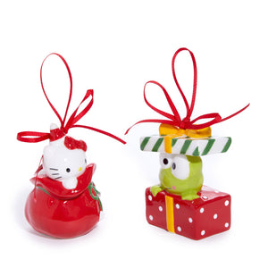 Hello Kitty and Keroppi 2-pc Holiday Ceramic Ornament Set (Red)