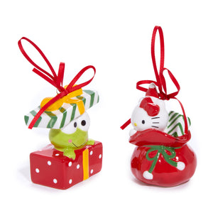 Hello Kitty and Keroppi 2-pc Holiday Ceramic Ornament Set (Red)