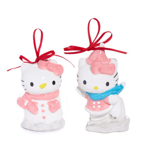 Hello Kitty 2-pc Holiday Ceramic Ornament Set (Winter Play) Seasonal Blue Sky Clayworks