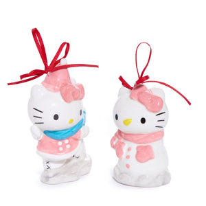 Hello Kitty 2-pc Holiday Ceramic Ornament Set (Winter Play) Seasonal Blue Sky Clayworks