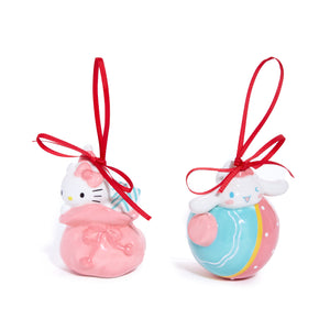 Hello Kitty and Cinnamoroll 2-pc Holiday Ceramic Ornament Set (Pastel Pink) Seasonal Blue Sky Clayworks