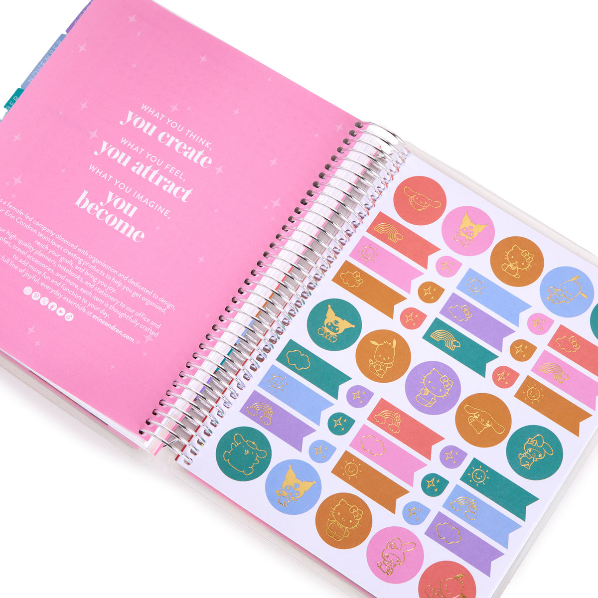 Hello Kitty and Friends x Erin Condren Rainbow Relaxation 2025 LifePlanner Stationery ERIN CONDREN   