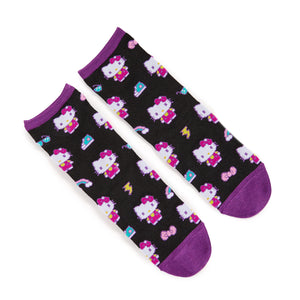 Hello Kitty Purple Crew Sock (Retro Pixel Series) Accessory NAKAJIMA CORPORATION   