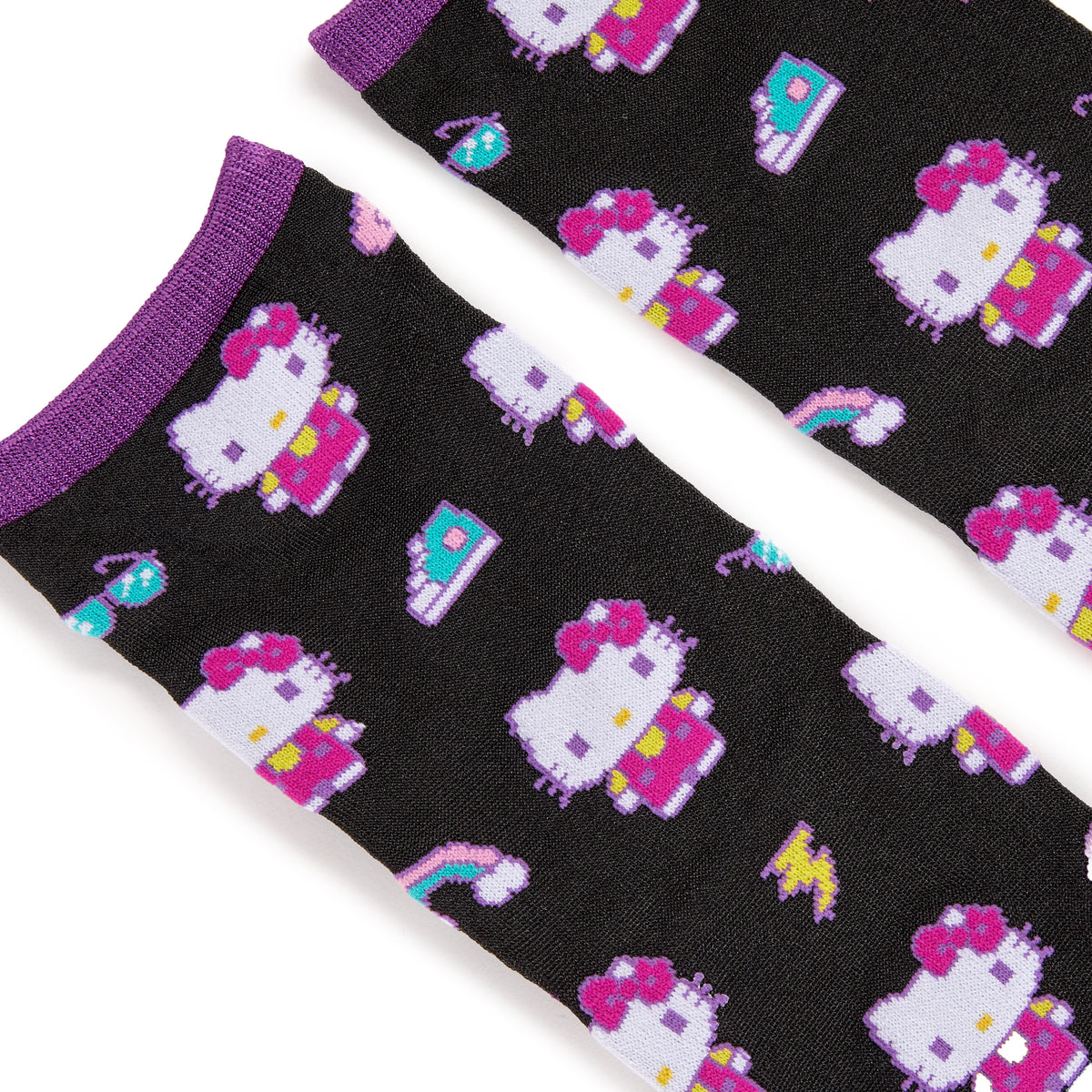 Hello Kitty Purple Crew Sock (Retro Pixel Series) Accessory NAKAJIMA CORPORATION   