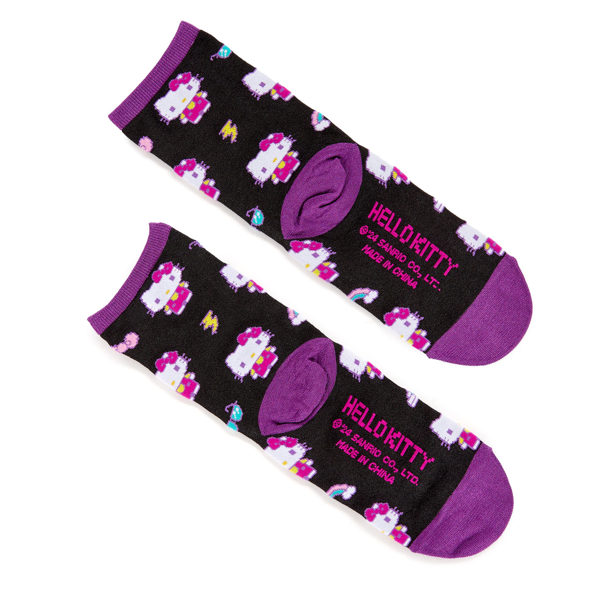 Hello Kitty Purple Crew Sock (Retro Pixel Series) Accessory NAKAJIMA CORPORATION   