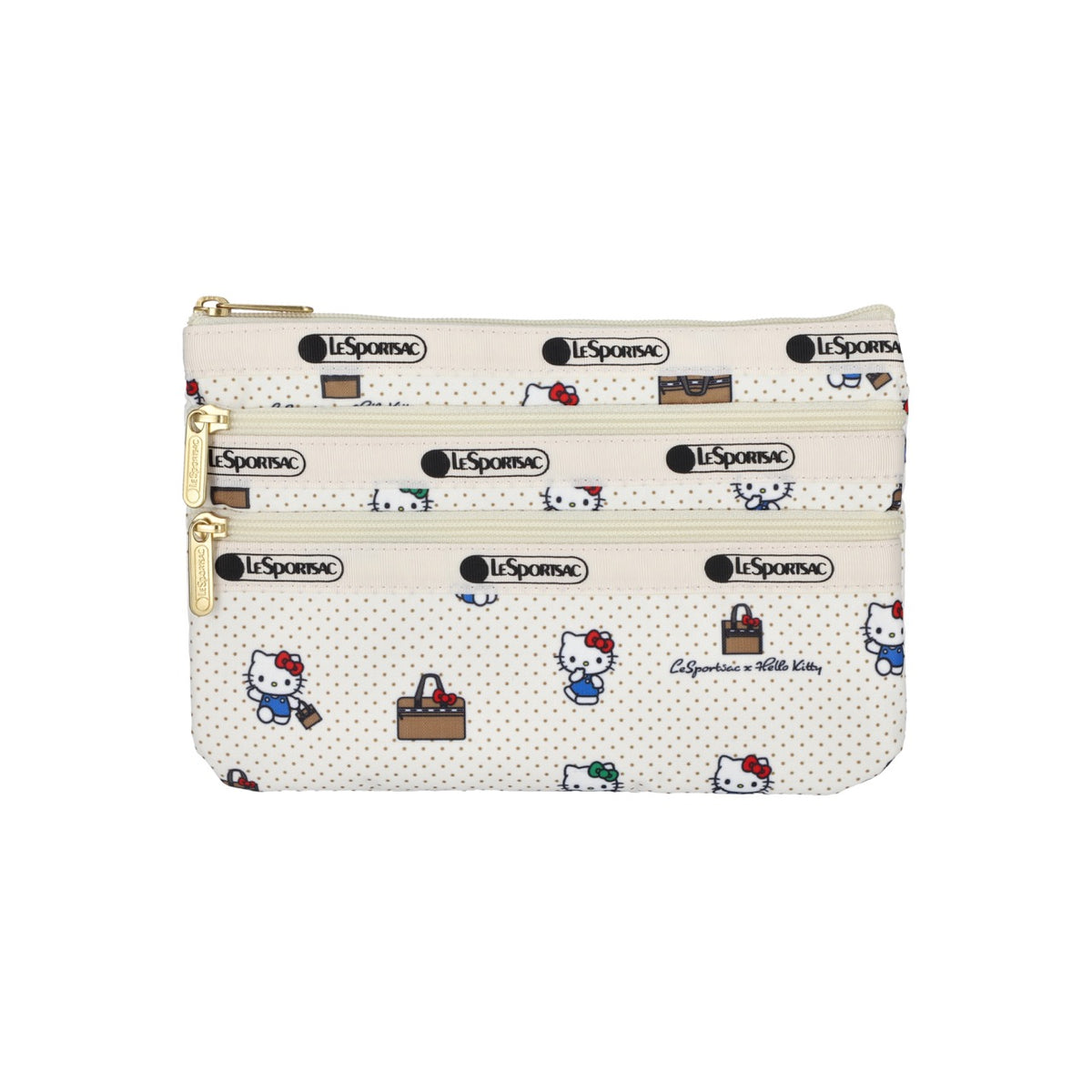 Hello Kitty x LeSportsac 3-Zip Cosmetic Bag (No Bag No Life) Bags LeSportsac   