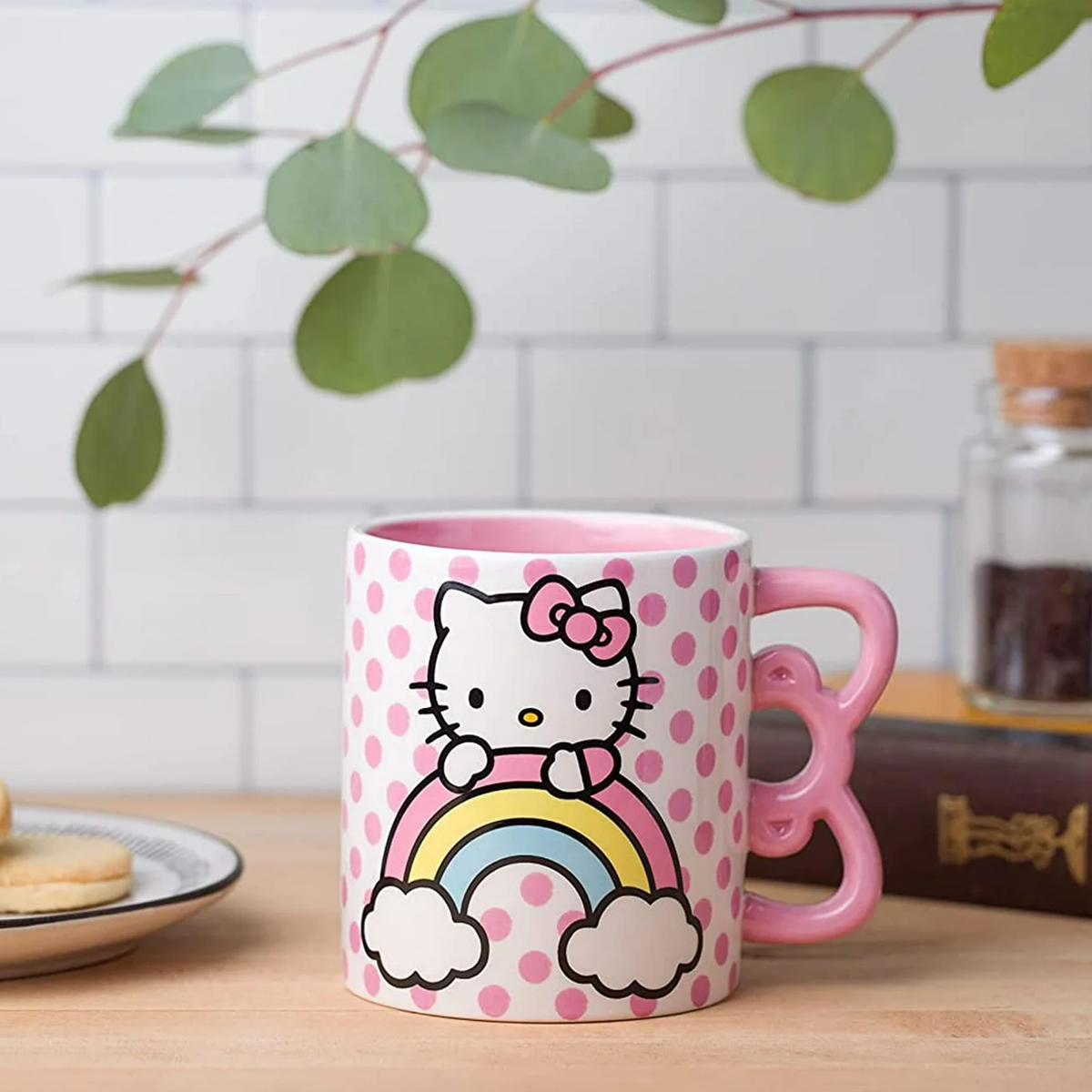 Hello Kitty Sculpted Bow &amp; Rainbow Ceramic Mug Home Goods Silver Buffalo   