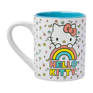 Hello Kitty Rainbow Glitter Ceramic Mug Travel Silver Buffalo   