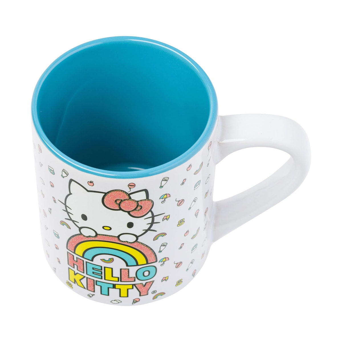 Hello Kitty Rainbow Glitter Ceramic Mug Travel Silver Buffalo   