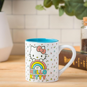 Hello Kitty Rainbow Glitter Ceramic Mug Travel Silver Buffalo   