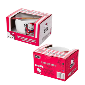 Hello Kitty Ceramic Ramen Bowl and Chopstick Set (Japan Logo) Home Goods Silver Buffalo LLC   