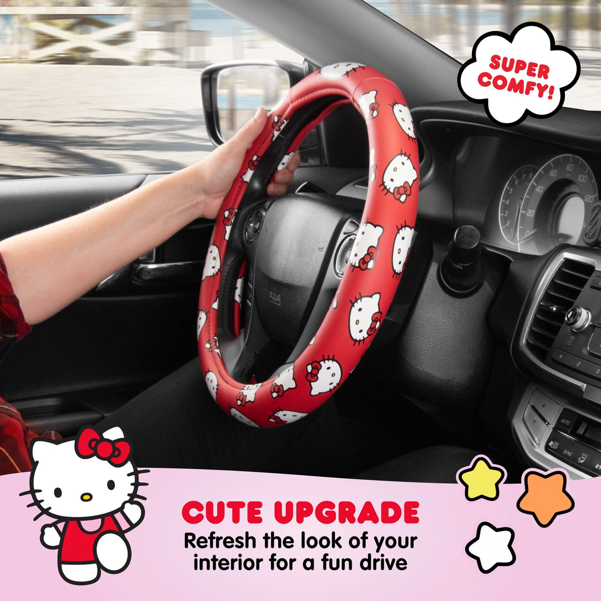 Hello Kitty Classic Red Steering Wheel Cover Travel BDK AUTO   