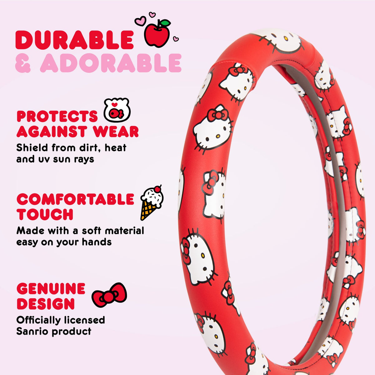 Hello Kitty Classic Red Steering Wheel Cover Travel BDK AUTO   