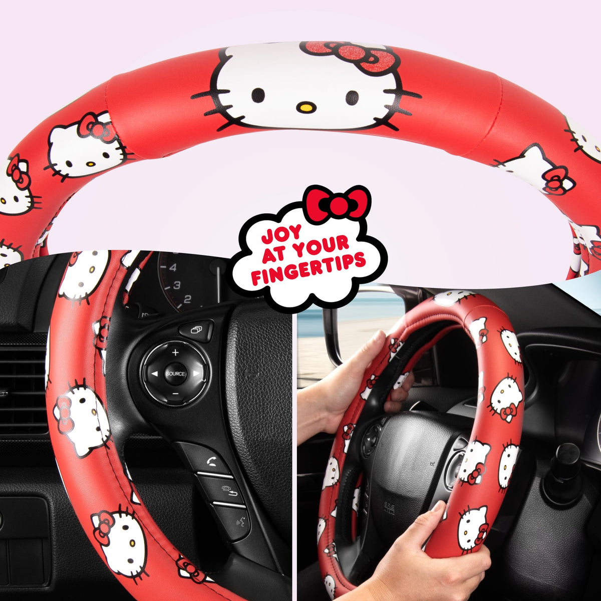 Hello Kitty Classic Red Steering Wheel Cover Travel BDK AUTO   