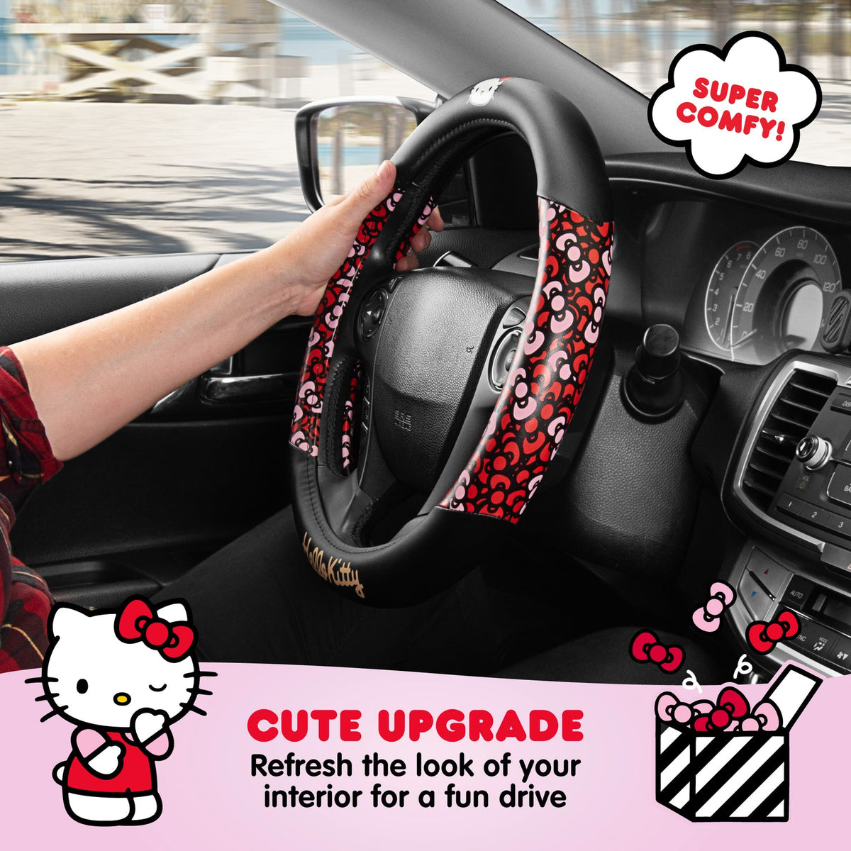 Hello Kitty Red Bow Steering Wheel Cover Travel BDK AUTO   