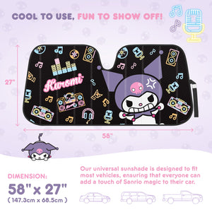 Kuromi Car Sun Shade (Neon Party) Travel BDK AUTO   