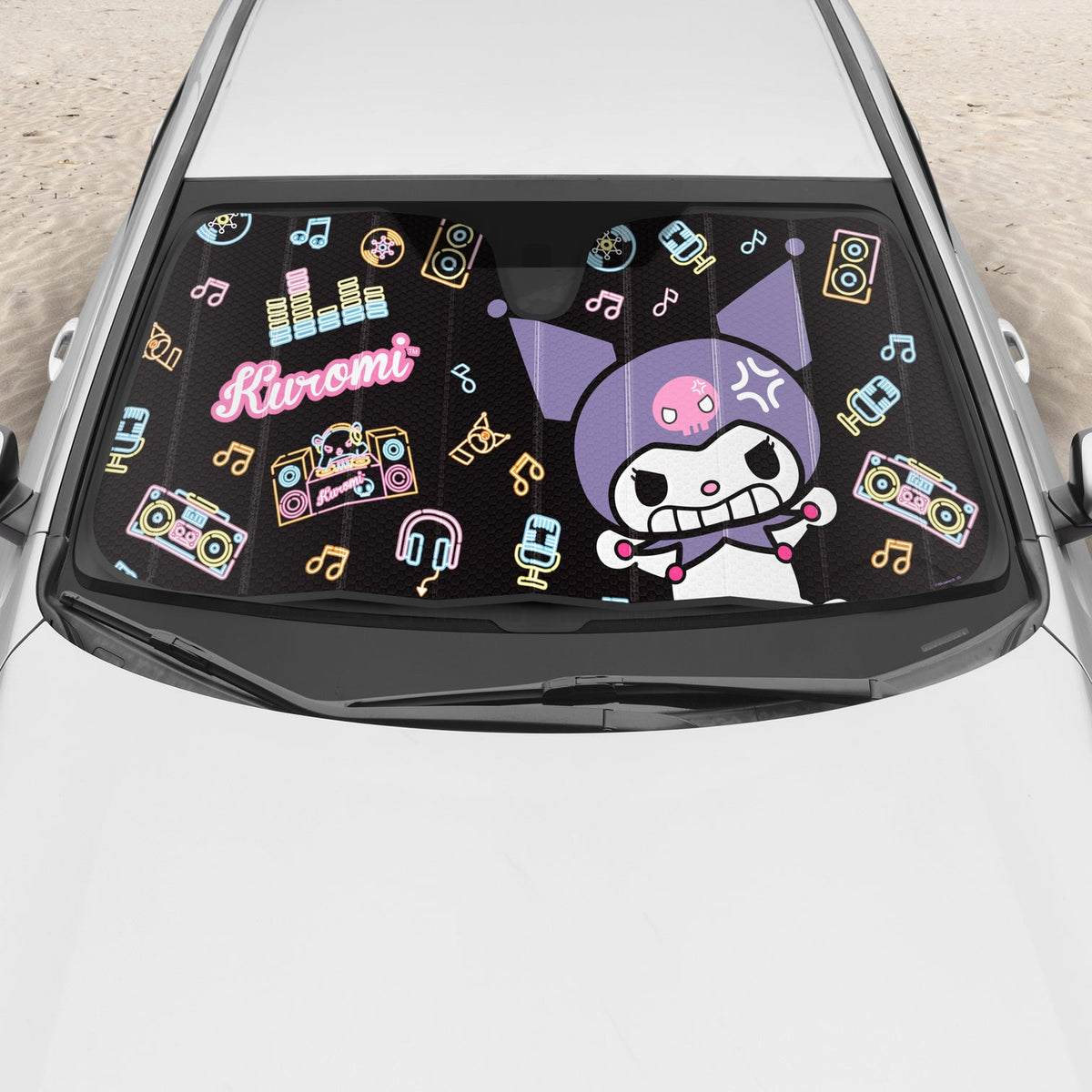 Kuromi Car Sun Shade (Neon Party) Travel BDK AUTO   