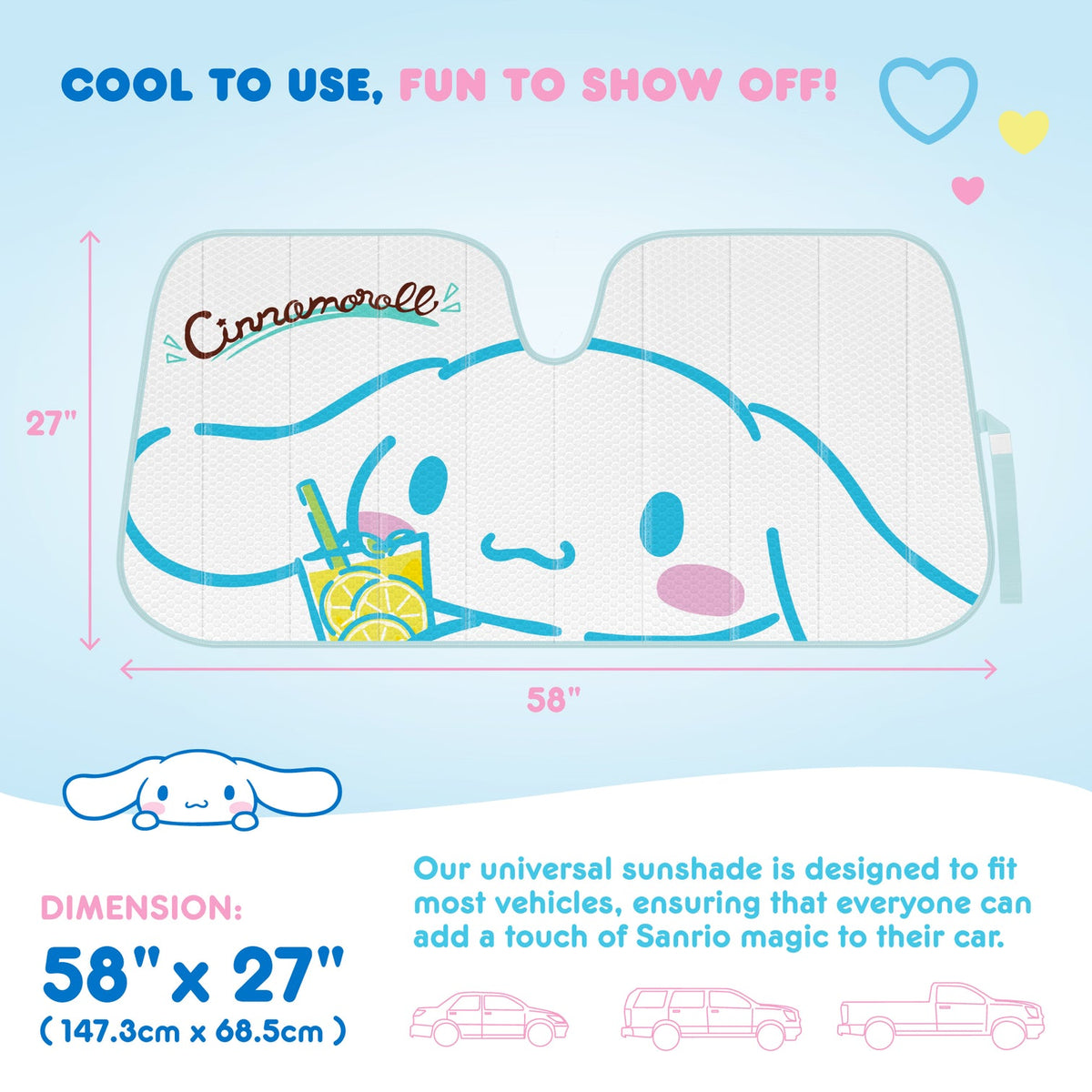 Cinnamoroll Car Sun Shade (Lemon Chill) Travel BDK AUTO   