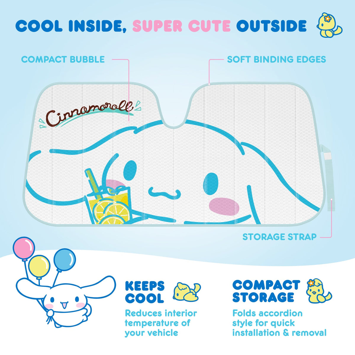 Cinnamoroll Car Sun Shade (Lemon Chill) Travel BDK AUTO   