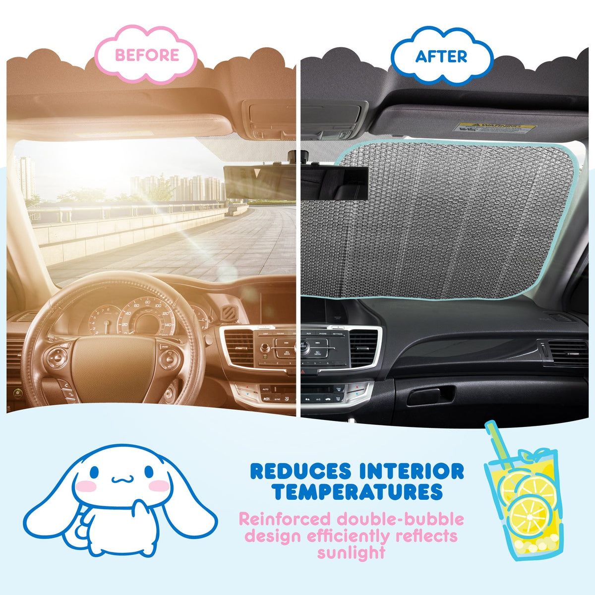 Cinnamoroll Car Sun Shade (Lemon Chill) Travel BDK AUTO   