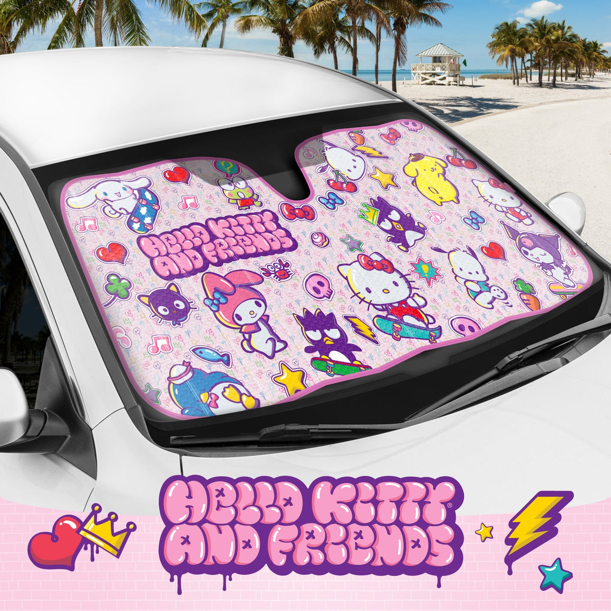 Hello Kitty and Friends Car Sun Shade (Kawaii Fun) Travel BDK AUTO   