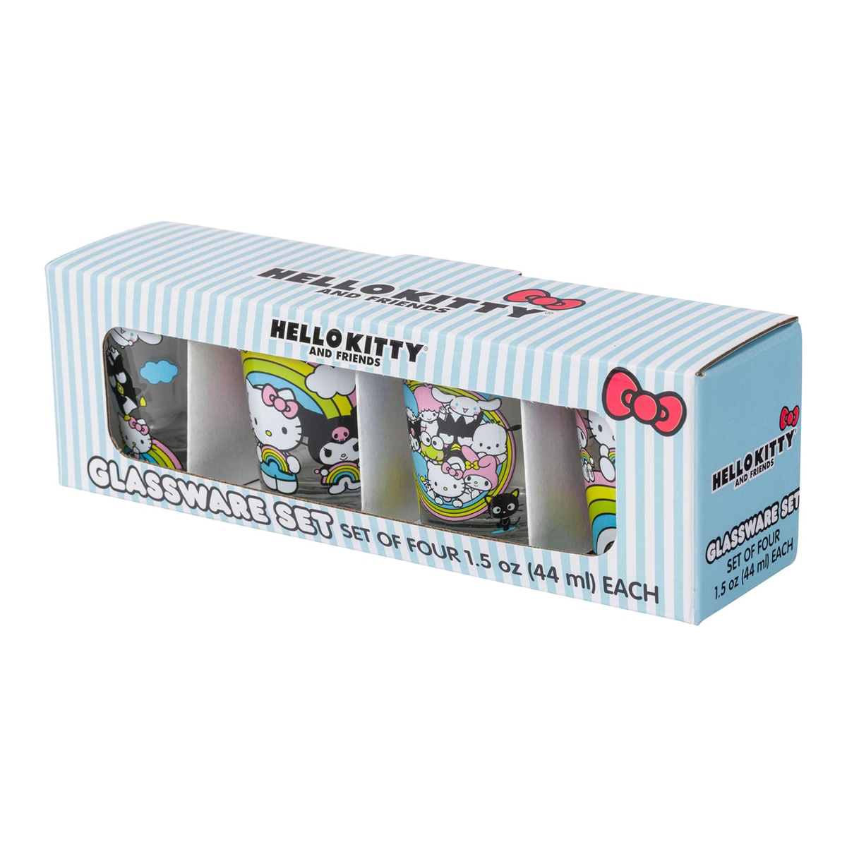 Hello Kitty and Friends Mini Glass 4-Piece Set (Rainbows) Home Goods Silver Buffalo   