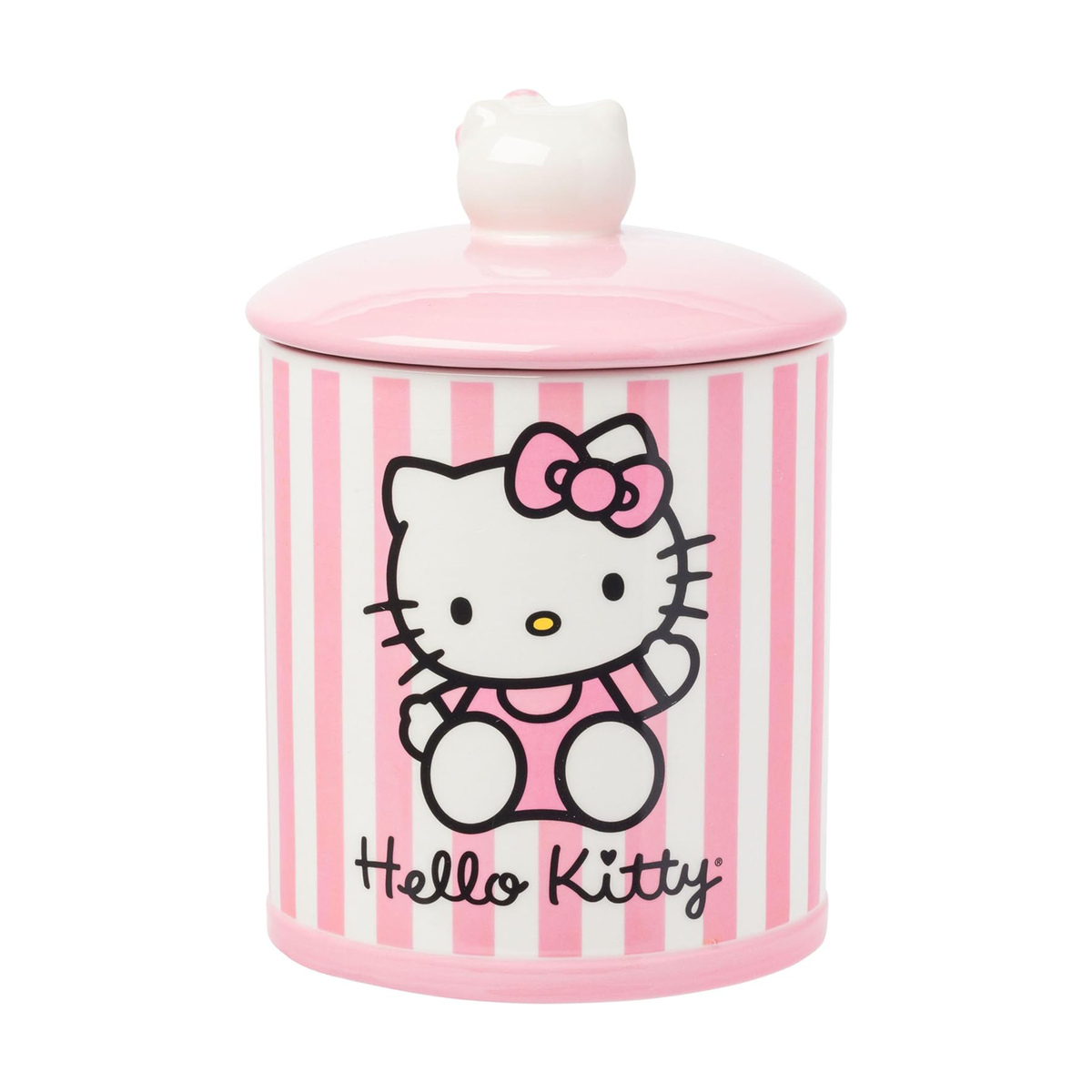 Hello Kitty Pink Stripe Ceramic Storage Jar Home Goods Silver Buffalo   