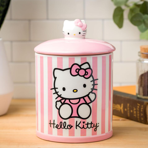 Hello Kitty Pink Stripe Ceramic Storage Jar Home Goods Silver Buffalo   