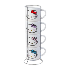 Hello Kitty Winking Hearts 5-Piece Ceramic Mug Stack