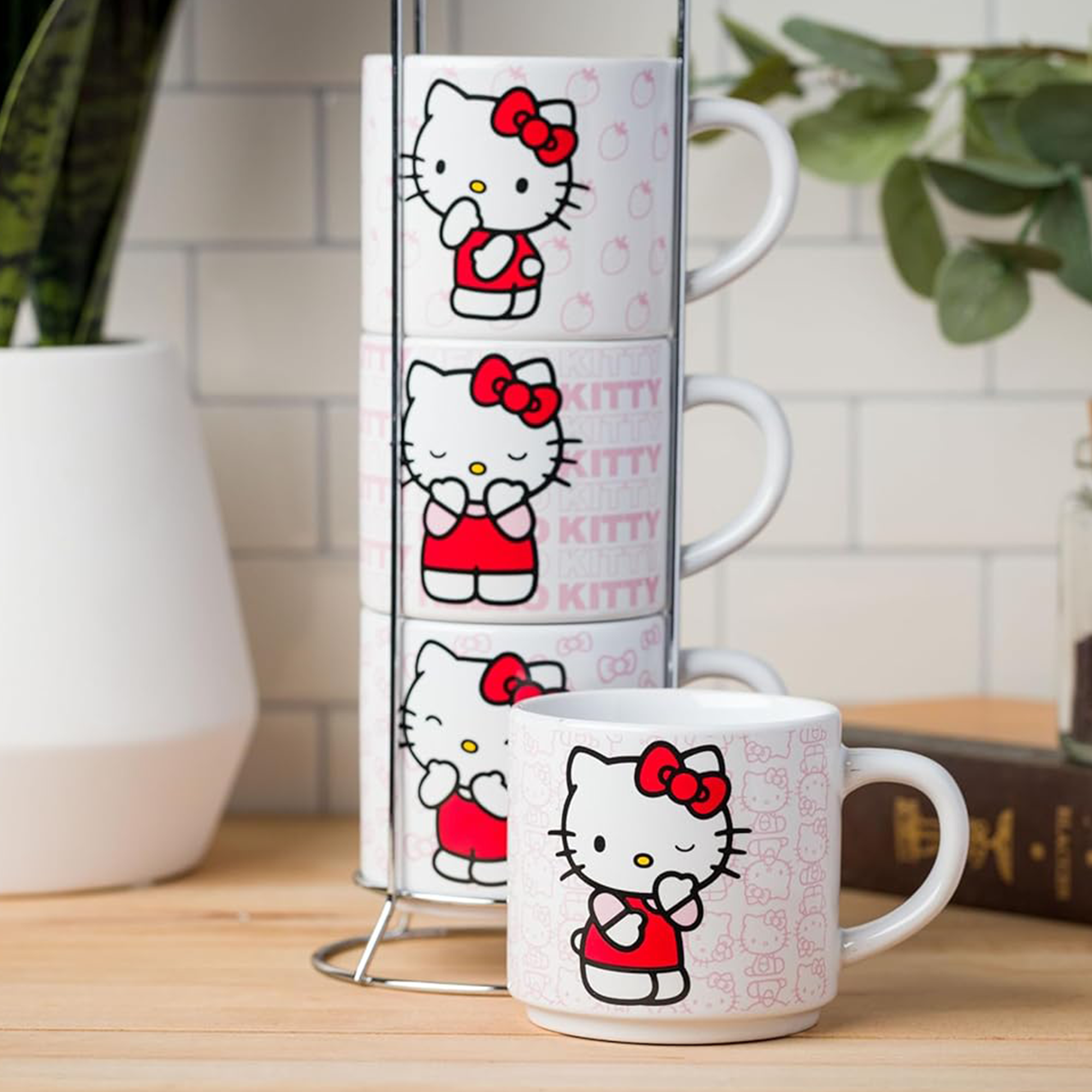 Hello Kitty Expressions 5-Piece Ceramic Mug Stack Home Goods Silver Buffalo   