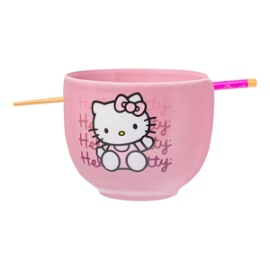 Hello Kitty Ceramic Ramen Bowl and Chopstick Set (Pink Wave) Home Goods Silver Buffalo   