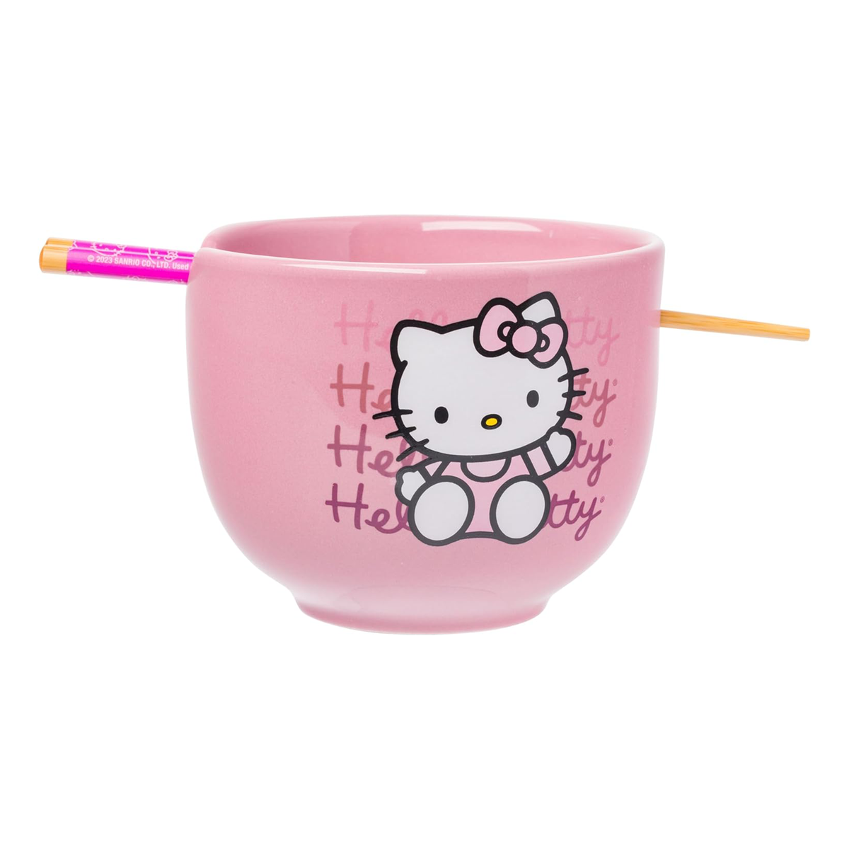 Hello Kitty Ceramic Ramen Bowl and Chopstick Set (Pink Wave) Home Goods Silver Buffalo   