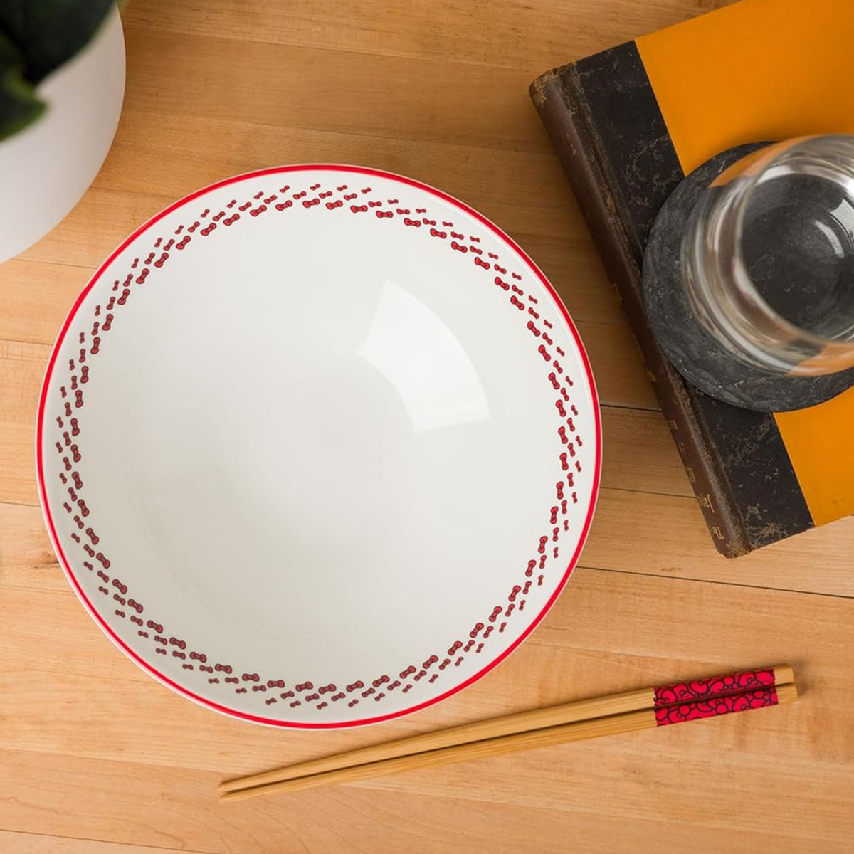 Hello Kitty Ceramic Noodle Bowl and Chopstick Set (Red Bows) Home Goods Silver Buffalo   