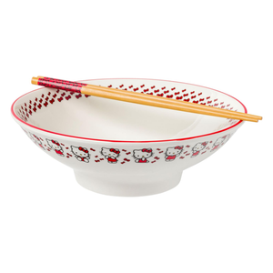 Hello Kitty Ceramic Noodle Bowl and Chopstick Set (Red Bows) Home Goods Silver Buffalo   