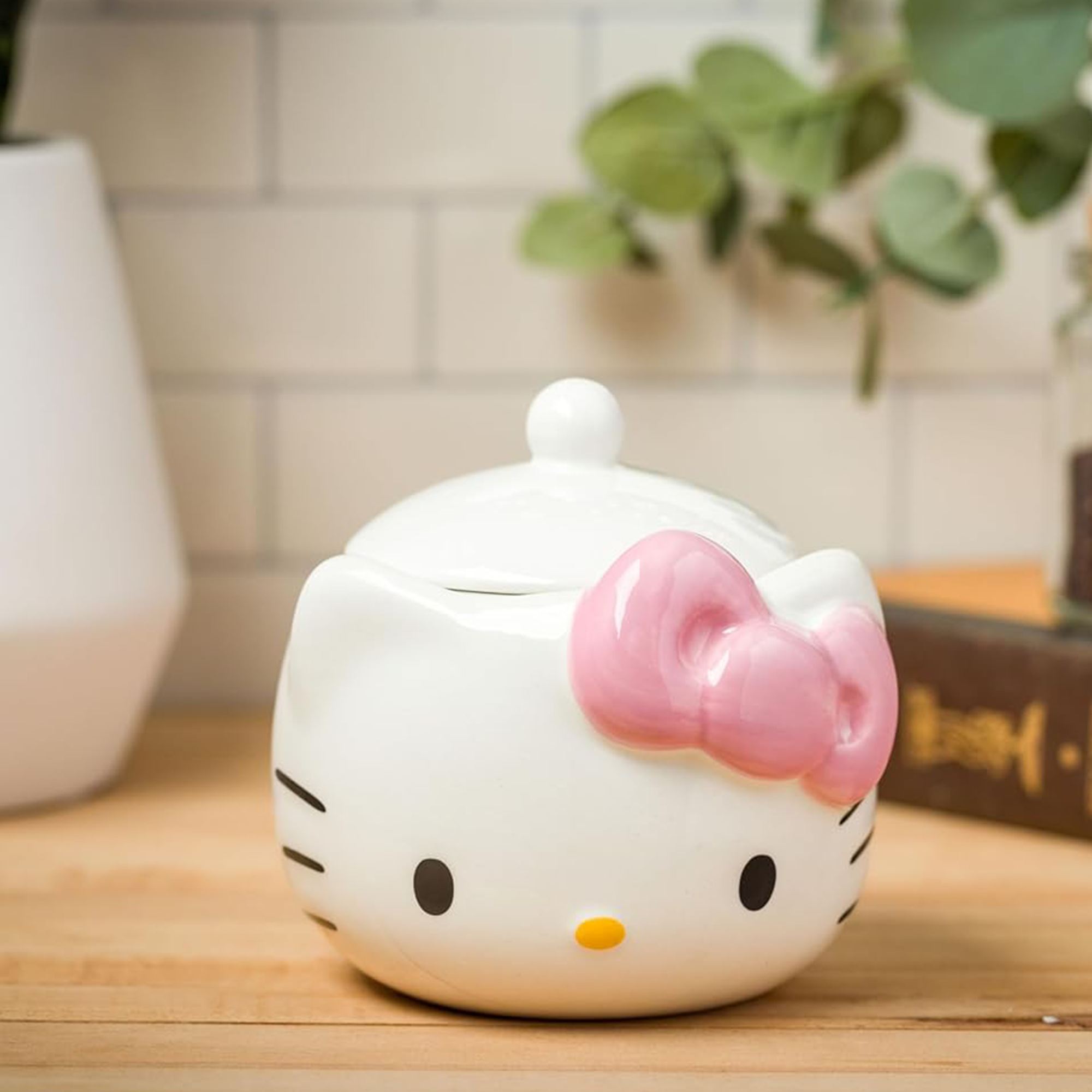 Hello Kitty Pink Bow Ceramic Storage Jar Home Goods Silver Buffalo   