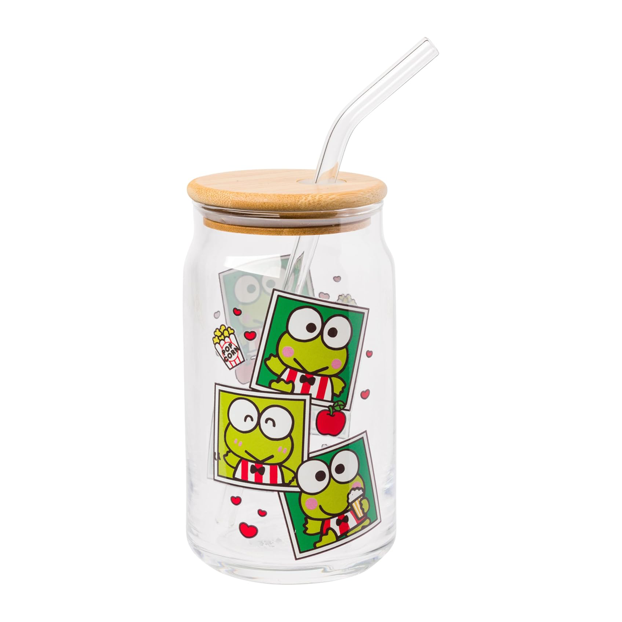 Keroppi Snacks Bamboo Lidded Glass Tumbler Home Goods Silver Buffalo   