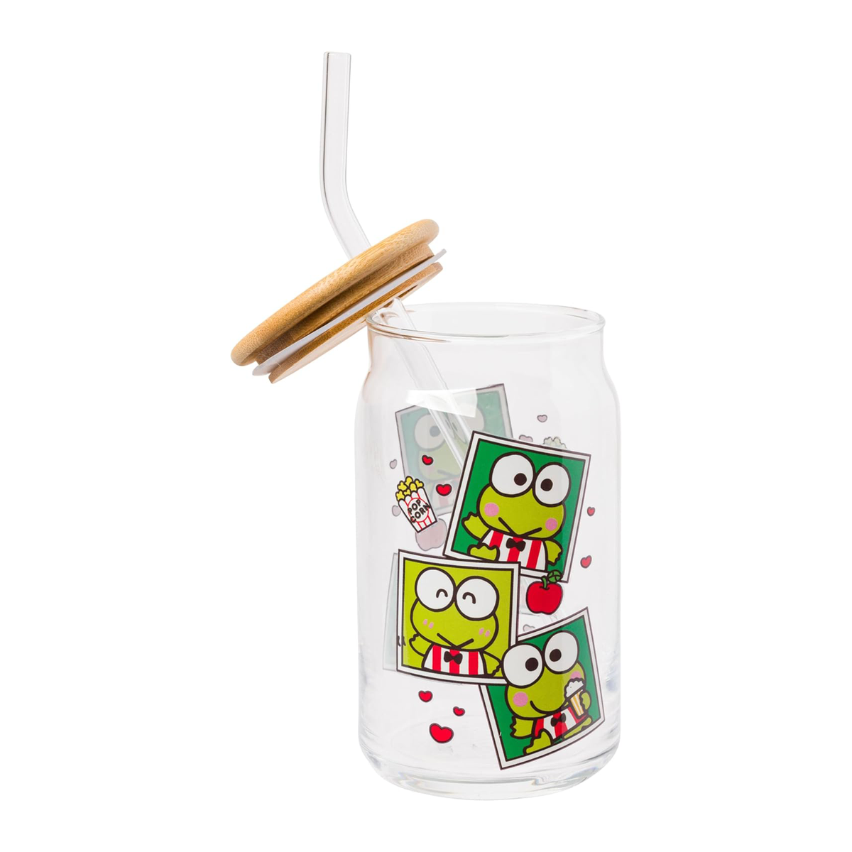 Keroppi Snacks Bamboo Lidded Glass Tumbler Home Goods Silver Buffalo   