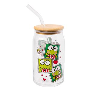 Keroppi Snacks Bamboo Lidded Glass Tumbler Home Goods Silver Buffalo   