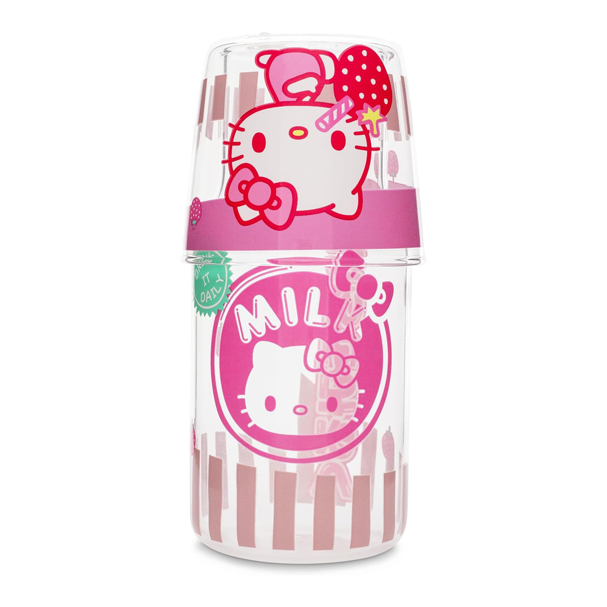 Hello Kitty Glass Carafe and Cup Set (Strawberry Milk) Home Goods Silver Buffalo   