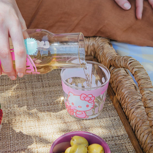 Hello Kitty Glass Carafe and Cup Set (Strawberry Milk) Home Goods Silver Buffalo   