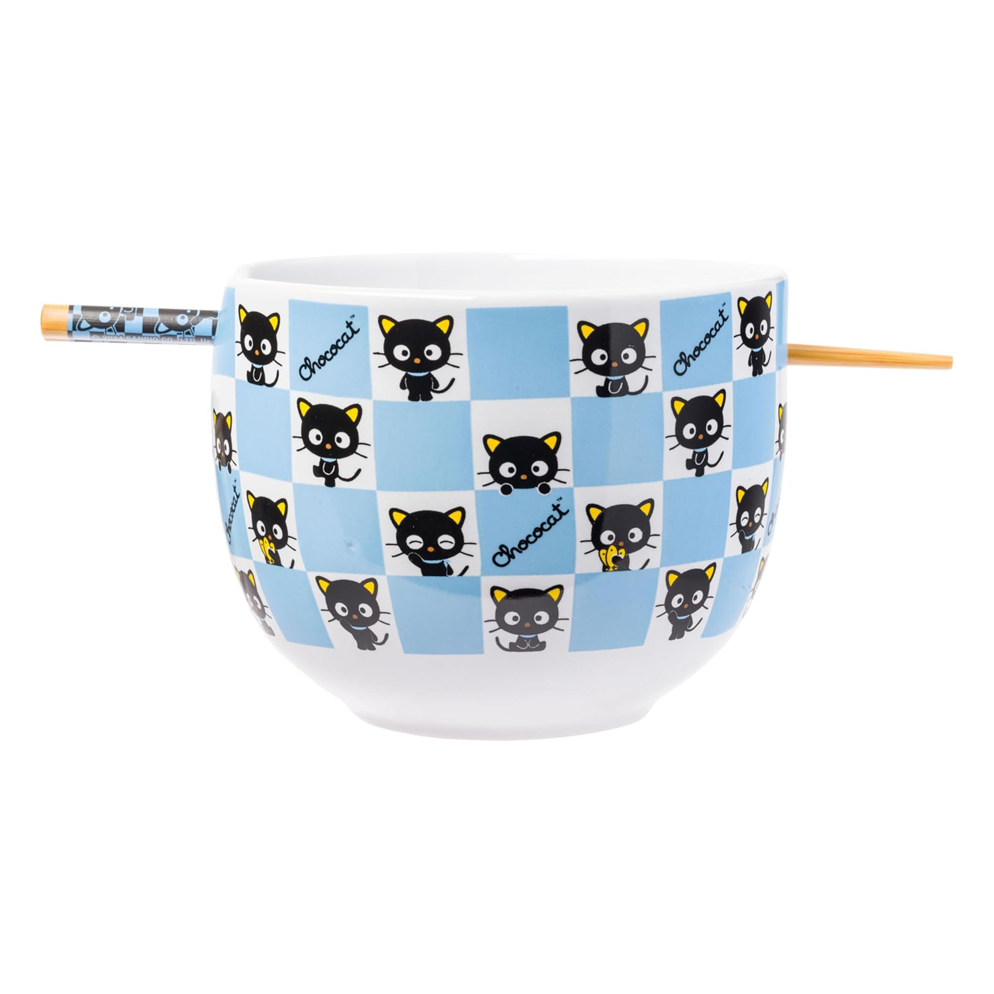 Chococat Ceramic Ramen Bowl and Chopstick Set (Checkered) Home Goods Silver Buffalo   