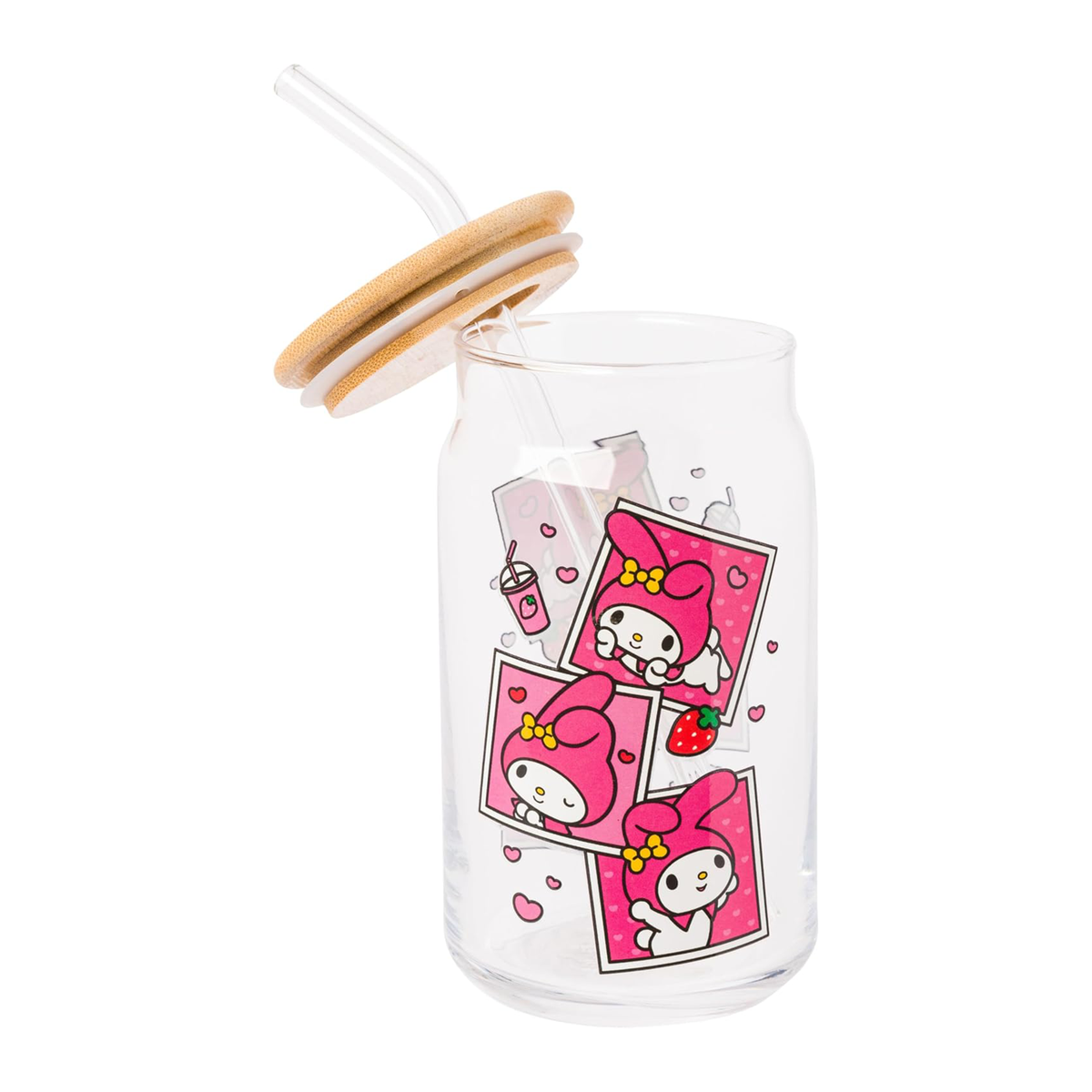 My Melody Snacks Bamboo Lidded Glass Tumbler Home Goods Silver Buffalo   