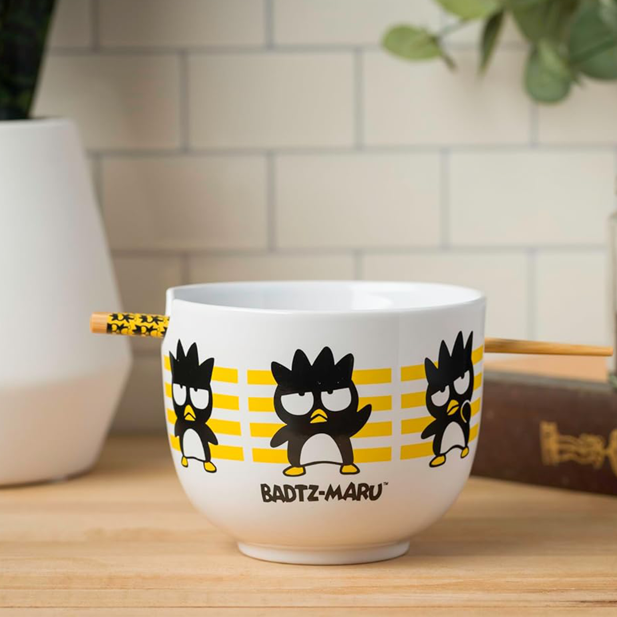 Badtz-maru Ceramic Ramen Bowl and Chopstick Set (Stripes) Home Goods Silver Buffalo   