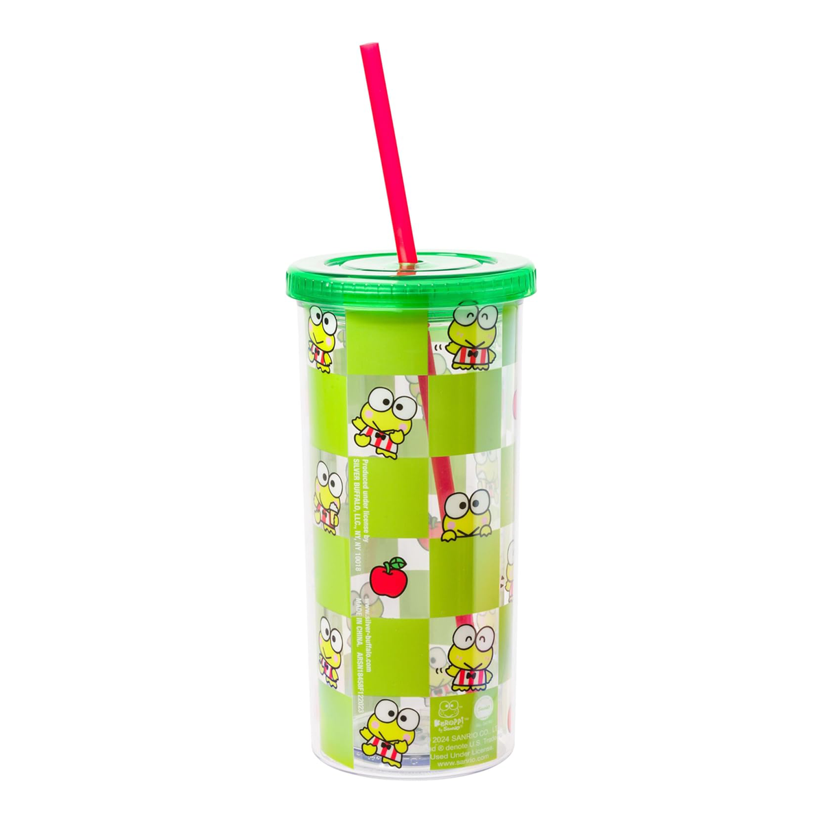 Keroppi 20oz Apples Travel Tumbler Home Goods Silver Buffalo   