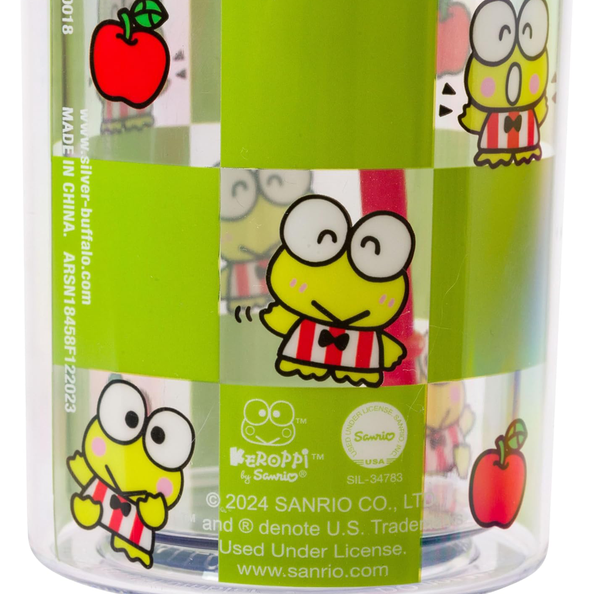 Keroppi 20oz Apples Travel Tumbler Home Goods Silver Buffalo   